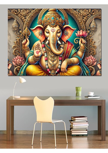 Hindu Tanrısı Ganesha Dekoratif Kanvas - Mdf Ahşap Tablo