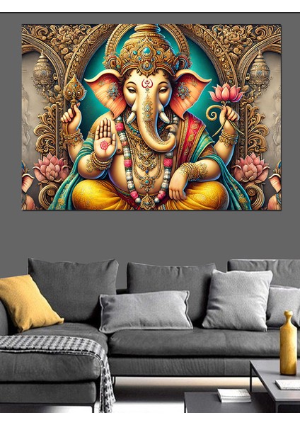 Hindu Tanrısı Ganesha Dekoratif Kanvas - Mdf Ahşap Tablo