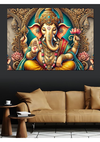Hindu Tanrısı Ganesha Dekoratif Kanvas - Mdf Ahşap Tablo
