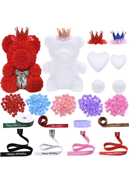 F06-RED-200PCS Polistiren Strafor Köpük Ayı Beyaz Kalp Topu Dıy Gül Ayı Zanaat Doğum Günü Partisi Düğün Dekorasyon Için Noel Süs (Yurt Dışından) fiyatları