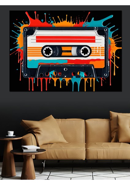 Neon Kaset ve Müzik Dekoratif Kanvas - Mdf Ahşap Tablo fiyatları
