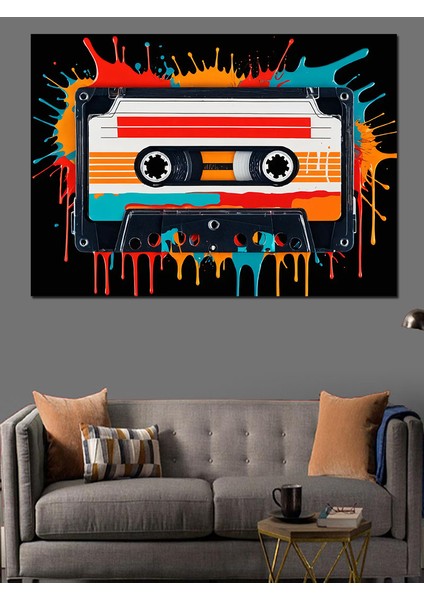 Neon Kaset ve Müzik Dekoratif Kanvas - Mdf Ahşap Tablo fırsatları