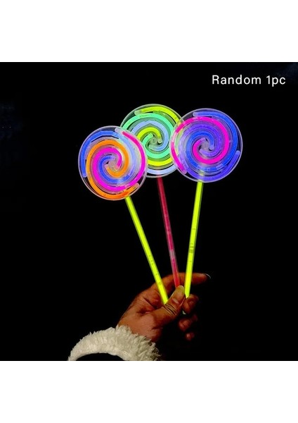 Rastgele 1 Adet Aydınlık Lolipop Dönen Fırıldak Gece Parlayan Işık Çubuğu Mutlu Doğum Günü Partisi Dekoru Let's Glow Floresan Balon Çocuklar Favor (Yurt Dışından)