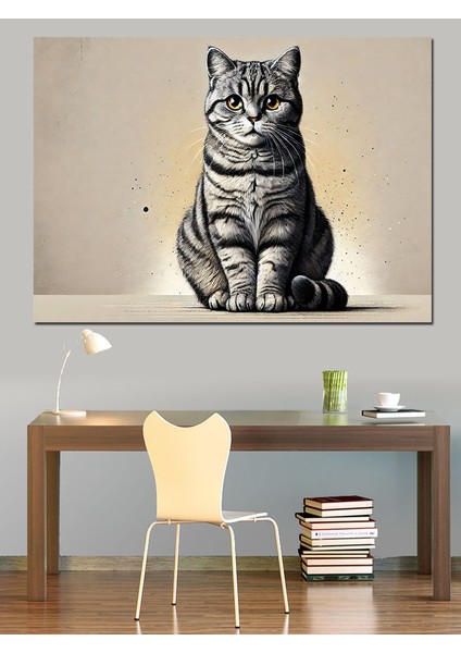 Duruşuyla Asil Kedi Dekoratif Kanvas - Mdf Ahşap Tablo fiyatları