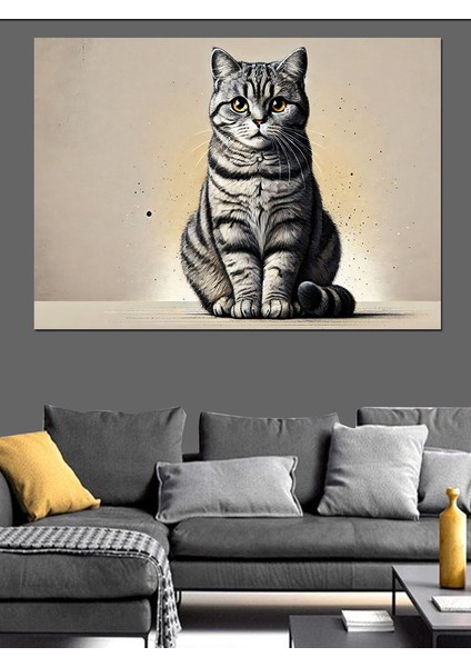 Duruşuyla Asil Kedi Dekoratif Kanvas - Mdf Ahşap Tablo modelleri