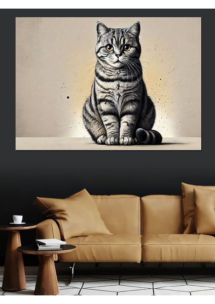 Duruşuyla Asil Kedi Dekoratif Kanvas - Mdf Ahşap Tablo fırsatları