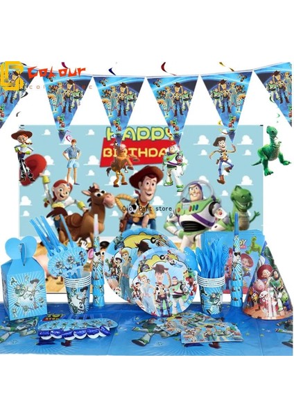 10 Adet Oyuncak Hikayesi Tema Doğum Günü Partisi Balon Buzz Lightyear ve Woody Tek Kullanımlık Sofra Çocuk Parti Banner Dekor Peçete Bardak Malzemeleri (Yurt Dışından)