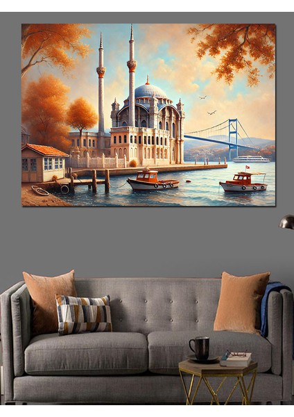 Tarihi Cami ve Gün Batımı Dekoratif Kanvas - Mdf Ahşap Tablo modelleri