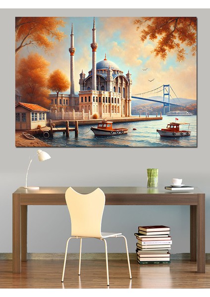 Tarihi Cami ve Gün Batımı Dekoratif Kanvas - Mdf Ahşap Tablo fırsatları