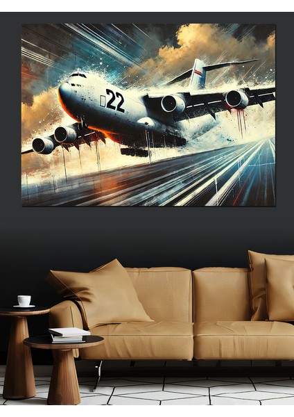 Jet Uçağı Kalkışı Dekoratif Kanvas - Mdf Ahşap Tablo modelleri