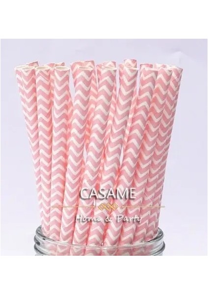 Pembe Chevron 25 Adet Renkli Kağıt Payet Parti Kaynağı Renkli Karışık Kağıt Saman Çocuklar Doğum Günü Partisi Düğün Süslemeleri Kağıt Pipet (Yurt Dışından)