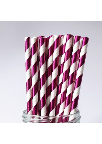 Pembe Chevron 25 Adet Renkli Kağıt Payet Parti Kaynağı Renkli Karışık Kağıt Saman Çocuklar Doğum Günü Partisi Düğün Süslemeleri Kağıt Pipet (Yurt Dışından)