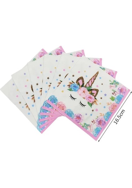 Resim Gösterisi Olarak 16 Adet Peçeteler Unicorn Doğum Günü Partisi Tek Kullanımlık Sofra Pembe Unicorn Kağıt Tabaklar Bardaklar Peçeteler Kız Doğum Günü Partisi Bebek Duş Dekorasyonu (Yurt Dışından)