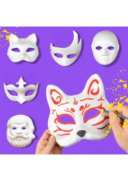 F Maskeleri Kedi Yüz Cosplay Kağıt Tilki Parti Diy Yarım Masqueradewhite Kostüm Anime Craftanimal Boş Boyanabilir Amsk Boyasız Paintin modelleri