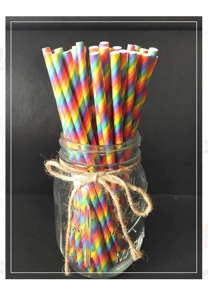 100 Adet Buğday Samanı 100 Adet Gökkuşağı Pipetleri Parçalanabilir Çevre Dostu Tek Kullanımlık Pipet Bar Yemeği Festivali Noel Partisi Kağıt Pipet Seti (Yurt Dışından)