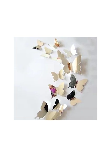 Gümüş C 12 Adet/takım Degrade Hollow 3D Kelebek Duvar Sticker Düğün Dekorasyon Oturma Odası Pencere Ev Dekor Için Altın Gümüş Kelebekler (Yurt Dışından)