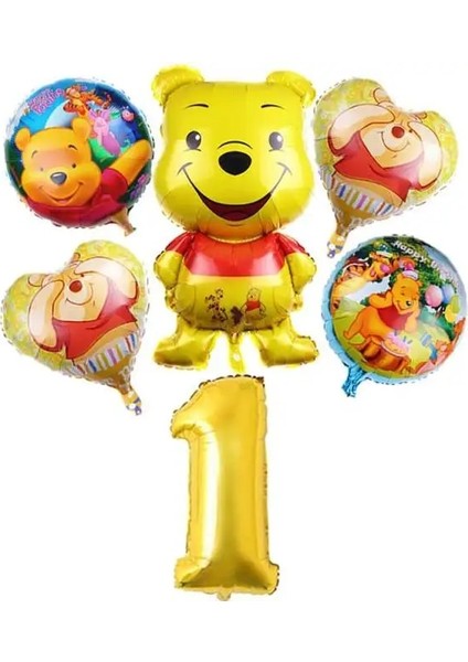 6 Adet Balon Disney Winnie The Pooh Tema Çocuklar Için Doğum Günü Dekorasyon Fincan Plaka Masa Örtüsü Zemin Bebek Duş Doğum Günü Partisi Malzemeleri (Yurt Dışından)