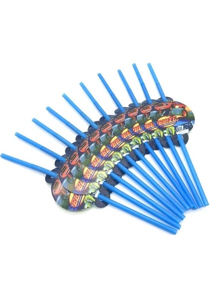 Pipet-10 Adet Blaze ve Canavar Makineleri Tasarım Süslemeleri Fincan Plaka Çocuklar Bebek Duş Yemekleri Şekeri Cam Bayraklar Doğum Günü Partisi Sofra Seti (Yurt Dışından)