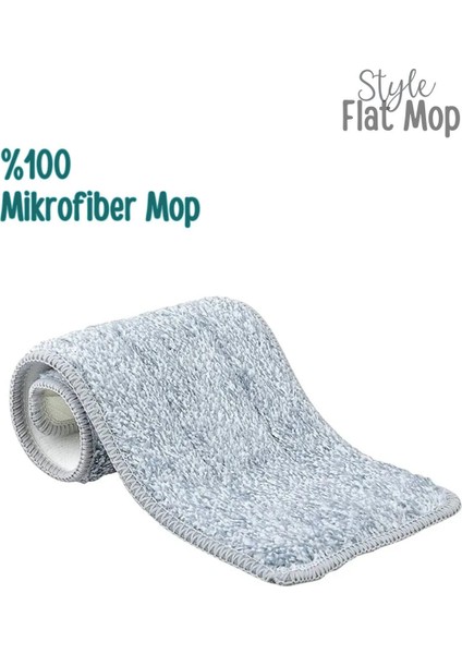 Flat Tablet Mop Yer Duvar Silme Temizlik Kova Seti 2 Adet Microfiber Yedek Bez Paspas