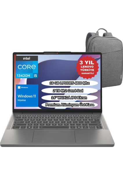 Ip Slim 3 14IRH10 I5-13420H 16GB 2tb SSD 14" Wuxga Windows 11 Home 83K00028TR Taşınabilir Bilgisayar - Lenovo Çanta Wz4