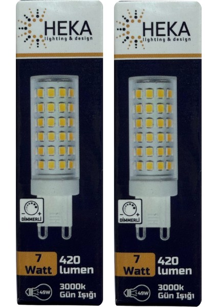 (2 Adet) 7W (49W) 3000K (Gün Işığı) G9 Duylu Dim Edilebilir LED Kapsül Ampul