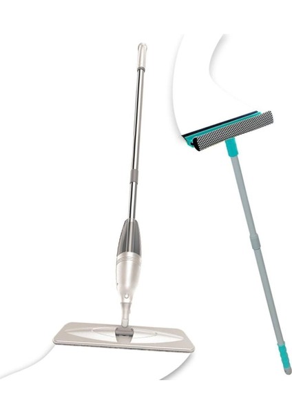 Çiftli Sprey Mop ve Cam Sileceği Temizlik Seti, Teleskopik Saplı, Krem Paspas fiyatları