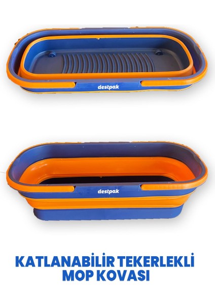 Çok fonksiyonlu katlanabilir mop kova seti, turuncu-lacivert renk seçenekleri fiyatları