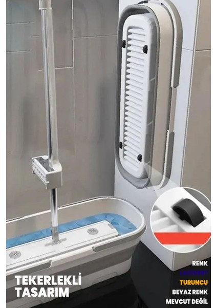 Çok fonksiyonlu katlanabilir mop kova seti, turuncu-lacivert renk seçenekleri fırsatları