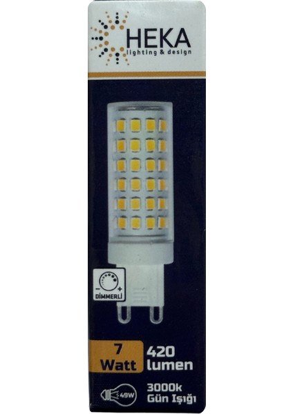 (5 Adet) Heka 7W (49W) 3000K (Gün İşığı) G9 Duylu Dim Edilebilir Led Kapsül Ampul