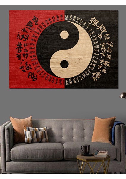 Yin Yang Dengesi Dekoratif Kanvas - Mdf Ahşap Tablo