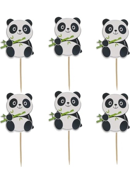 24 Adet Topper B Panda Tema Doğum Günü Partisi Süslemeleri Çocuklar Tek Kullanımlık Sofra Seti Plaka Peçete Bebek Duş Iyilik Karikatür Panda Balon (Yurt Dışından)