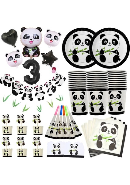 24 Adet Topper B Panda Tema Doğum Günü Partisi Süslemeleri Çocuklar Tek Kullanımlık Sofra Seti Plaka Peçete Bebek Duş Iyilik Karikatür Panda Balon (Yurt Dışından) fiyatları
