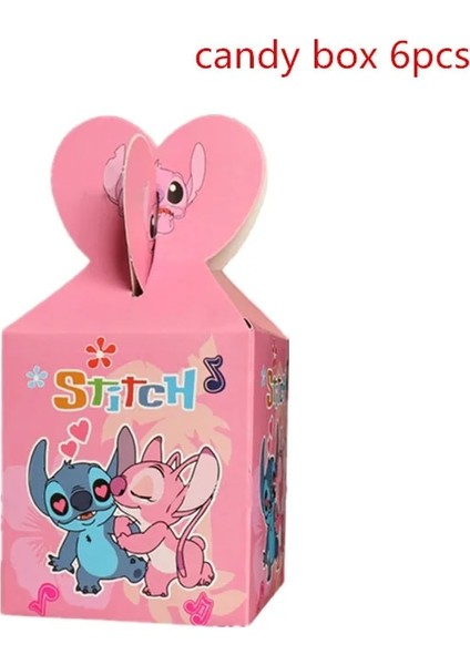 6 Adet Numarası 6 Pembe Lilo ve Dikiş Kızın Doğum Günü Dekorasyon Tek Kullanımlık Kağıt Tabak Afiş Peçete Bardak Balonlar Bebek Duş Çocuklar Parti Malzemeleri (Yurt Dışından)