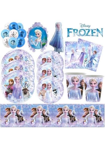 1 Takım-6 Adet 01 Doğum Günü Süslemeleri Dondurulmuş Elsa Anna Prenses Tek Kullanımlık Sofra Kağıt Tabaklar Bardaklar Banner Bebek Duş Düğün Parti Malzemeleri (Yurt Dışından)