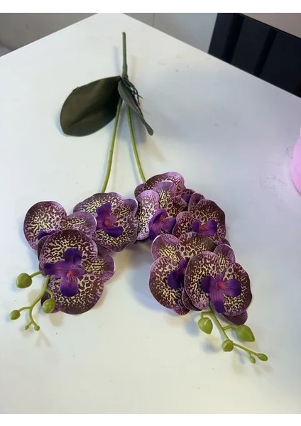 Mor 2 Şube Orkide Yaprak Yapay Çiçek Phalaenopsis Sahte Saksı Bitki Düğün Çiçek Aranjmanı Sahne Ev Iç Dekor (Yurt Dışından)
