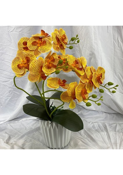 Mor 2 Şube Orkide Yaprak Yapay Çiçek Phalaenopsis Sahte Saksı Bitki Düğün Çiçek Aranjmanı Sahne Ev Iç Dekor (Yurt Dışından)