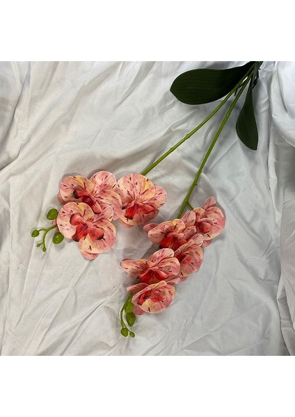 Mor 2 Şube Orkide Yaprak Yapay Çiçek Phalaenopsis Sahte Saksı Bitki Düğün Çiçek Aranjmanı Sahne Ev Iç Dekor (Yurt Dışından)