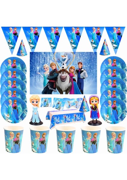 Bags-1pcs Disney Dondurulmuş Anna ve Elsa Prenses Tasarım Tek Kullanımlık Sofra Kağıt Bardak Tabak Bebek Duş Doğum Günü Partisi Süslemeleri Malzemeleri (Yurt Dışından)