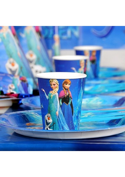 Bags-1pcs Disney Dondurulmuş Anna ve Elsa Prenses Tasarım Tek Kullanımlık Sofra Kağıt Bardak Tabak Bebek Duş Doğum Günü Partisi Süslemeleri Malzemeleri (Yurt Dışından)
