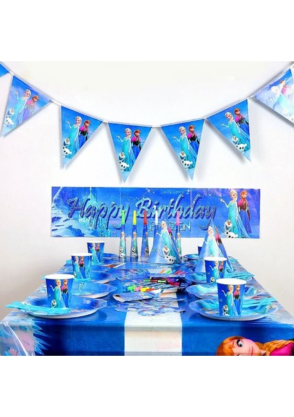 Bags-1pcs Disney Dondurulmuş Anna ve Elsa Prenses Tasarım Tek Kullanımlık Sofra Kağıt Bardak Tabak Bebek Duş Doğum Günü Partisi Süslemeleri Malzemeleri (Yurt Dışından)