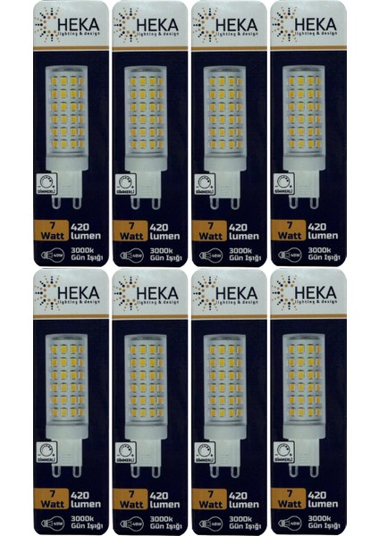 (8 Adet) 7W (49W) 3000K (Gün Işığı) G9 Duylu Dim Edilebilir LED Kapsül Ampul