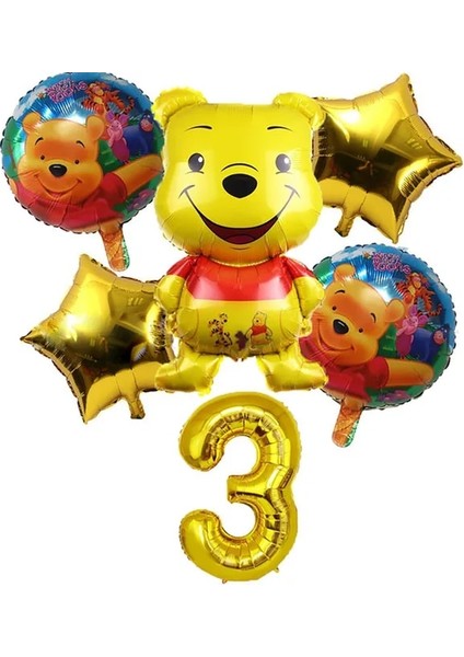 Balon-6 Adet Winnie The Pooh Karikatür Tema Parti Malzemeleri Tek Kullanımlık Sofra Kağıt Saman Tabaklar Oyuncaklar Doğum Günü Şekeri Bebek Duş Süslemeleri (Yurt Dışından)