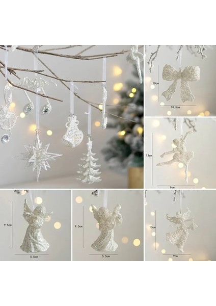 E 1 Pc Noel Glitter Kolye Noel Ağacı Asılı Gümüş Renk Çan Melek Kelebek Noel Partisi Dekoru Süsler Yeni Yıl Hediyeleri (Yurt Dışından)