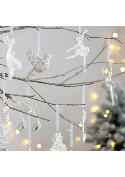 E 1 Pc Noel Glitter Kolye Noel Ağacı Asılı Gümüş Renk Çan Melek Kelebek Noel Partisi Dekoru Süsler Yeni Yıl Hediyeleri (Yurt Dışından)