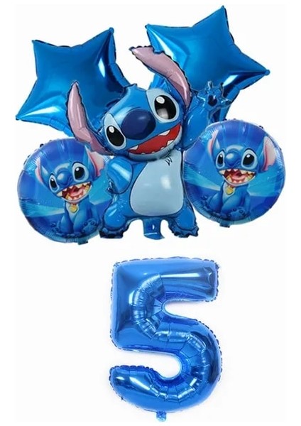 Number-5 Disney Lilo ve Stitch Doğum Günü Süslemeleri Kağıt Sofra Bardak Tabaklar Banner Masa Örtüsü Balon Çocuk Çocuk Yetişkin Parti Malzemeleri (Yurt Dışından)