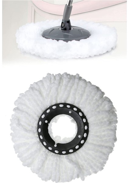 2 Adet Beyaz Mikrofiber Döner Başlıklı Yedek Mop Bezleri