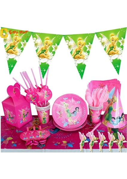 Çatal 10 Adet Disney Prenses Tinkerbell Bell Tek Kullanımlık Sofra Bebek Duş Tinker Bell Doğum Günü Partisi Plaka Bardak Saman Peçete Dekorasyon (Yurt Dışından)