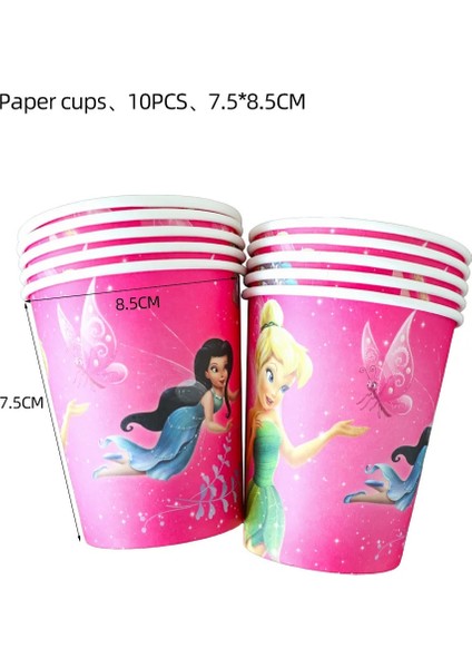 Çatal 10 Adet Disney Prenses Tinkerbell Bell Tek Kullanımlık Sofra Bebek Duş Tinker Bell Doğum Günü Partisi Plaka Bardak Saman Peçete Dekorasyon (Yurt Dışından)