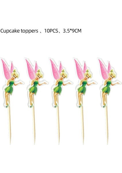 Çatal 10 Adet Disney Prenses Tinkerbell Bell Tek Kullanımlık Sofra Bebek Duş Tinker Bell Doğum Günü Partisi Plaka Bardak Saman Peçete Dekorasyon (Yurt Dışından)