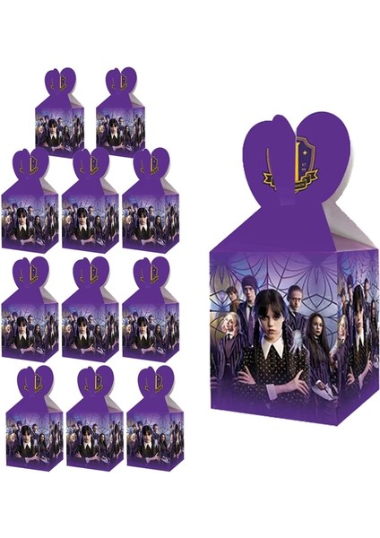 6 Adet Patlamış Mısır Kutusu Çarşamba Addams Şeker Kutuları Hediye Kutusu Doğum Günü Partisi Dekorasyon Sofra Banner Balon Zemin Bebek Duş Parti Malzemeleri (Yurt Dışından) fırsatları